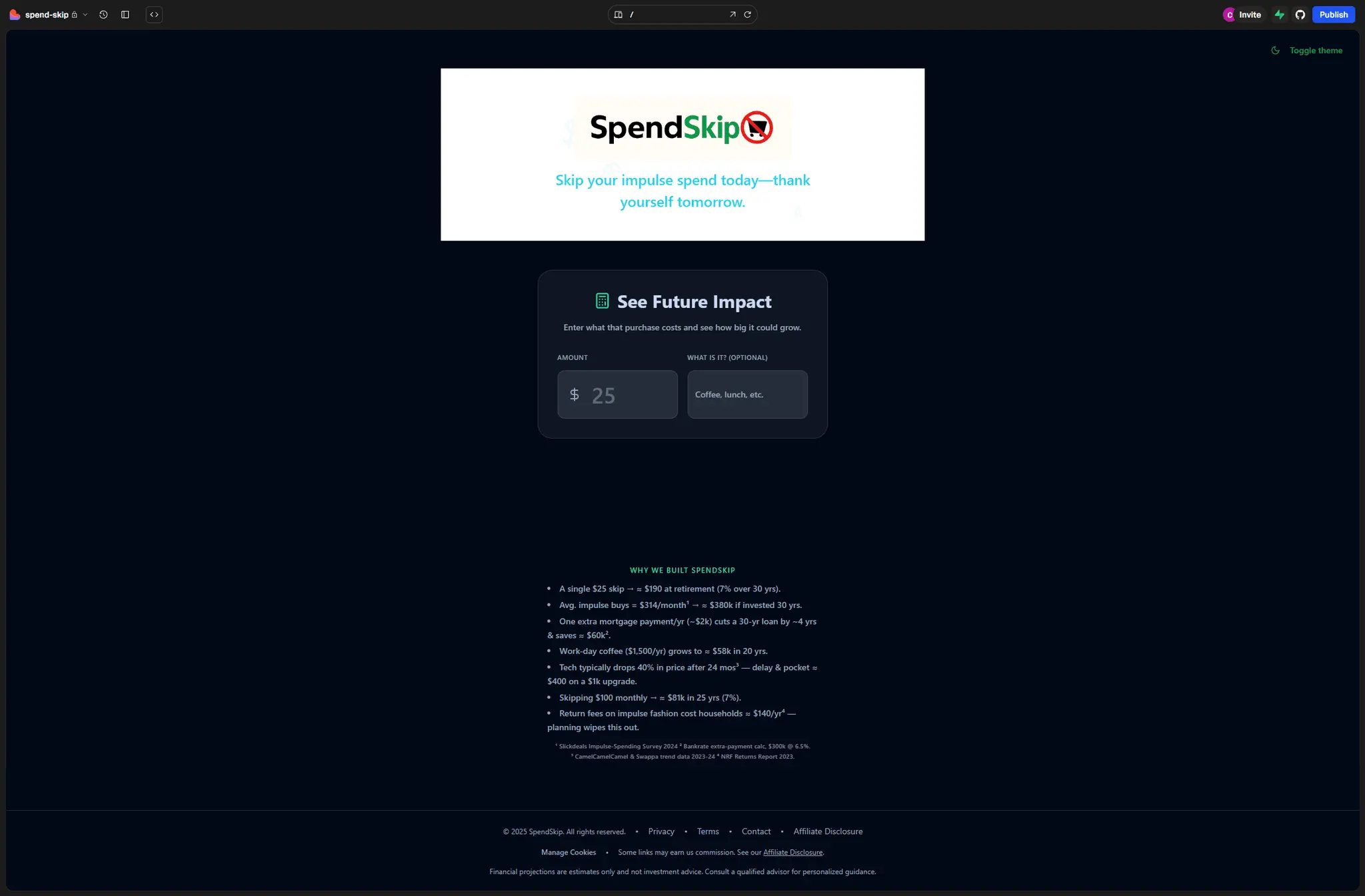 Screenshot 1 of SpendSkip