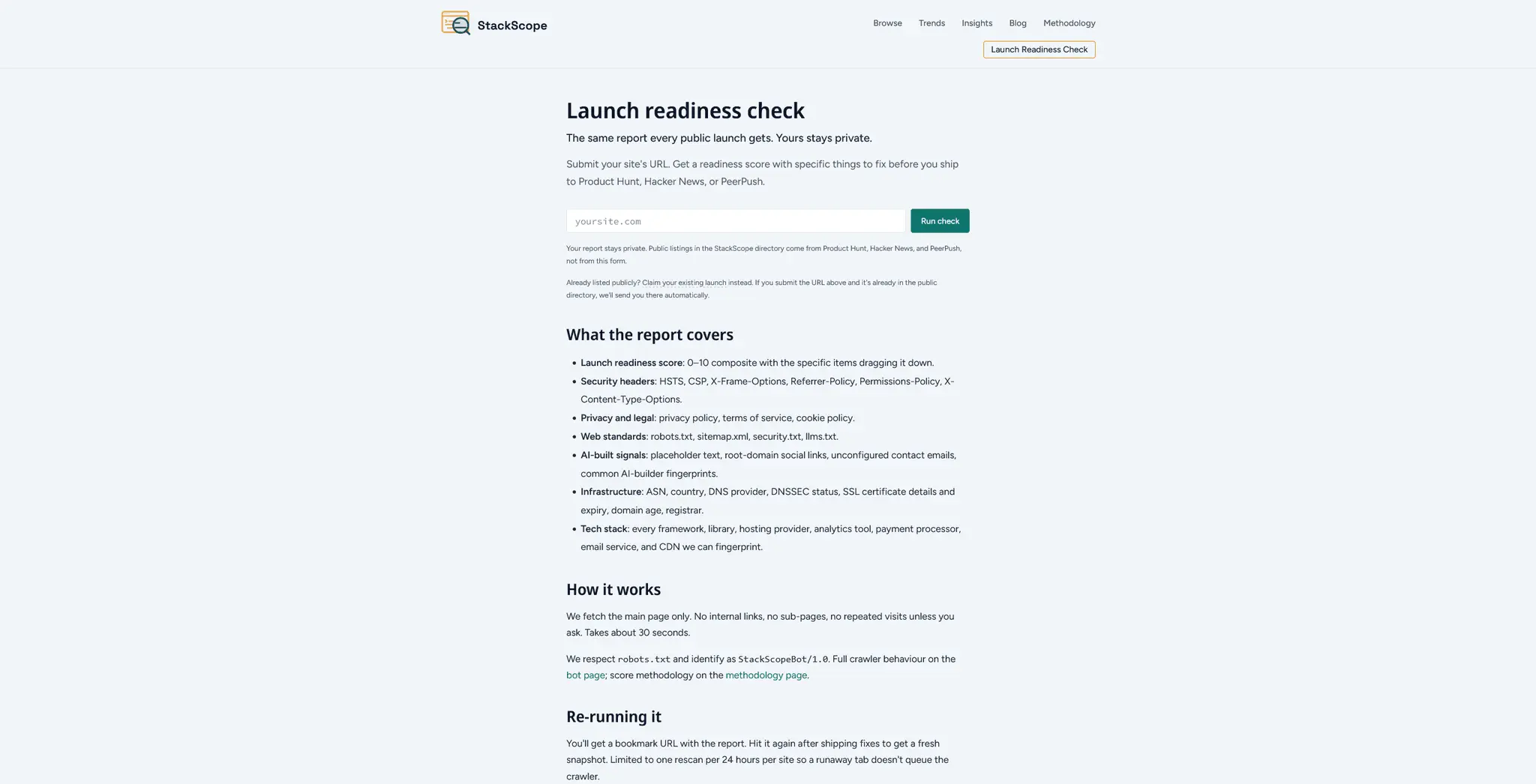 Screenshot 1 of StackScope Launch Readiness Check
