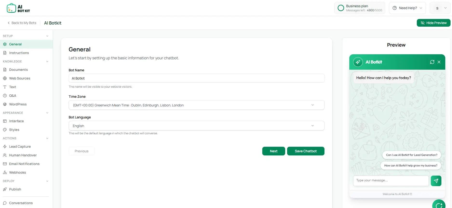 Screenshot 1 of AI Botkit