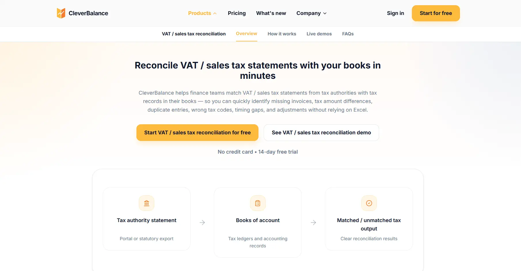 Screenshot 1 of CleverBalance – VAT / Sales Tax Recon