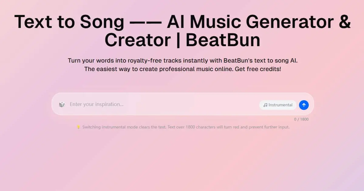 Screenshot 1 of AI text to song tool to create royalty-f