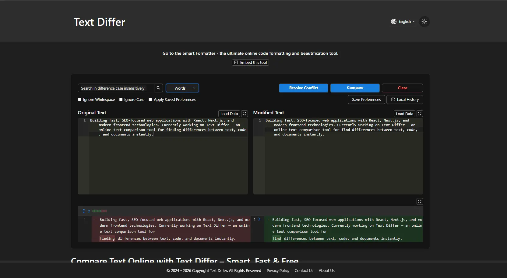 Screenshot 1 of Text Differ