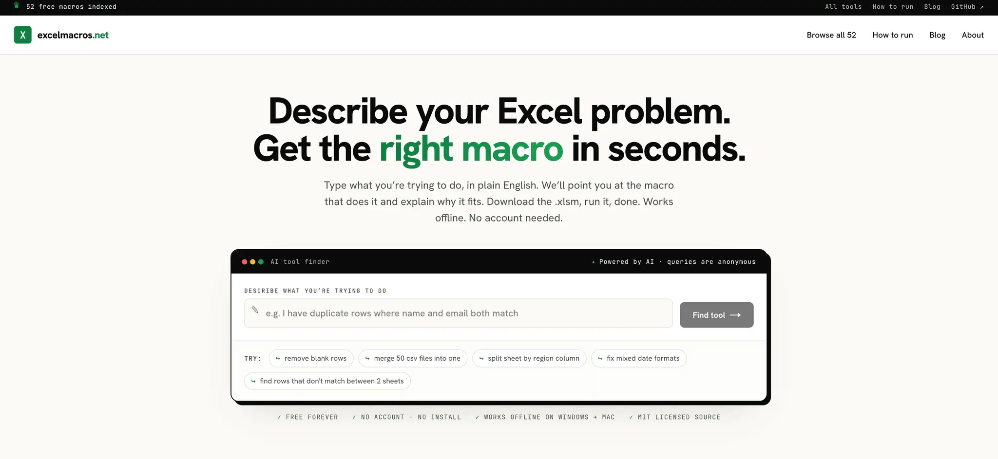 Screenshot 1 of excelmacros.net