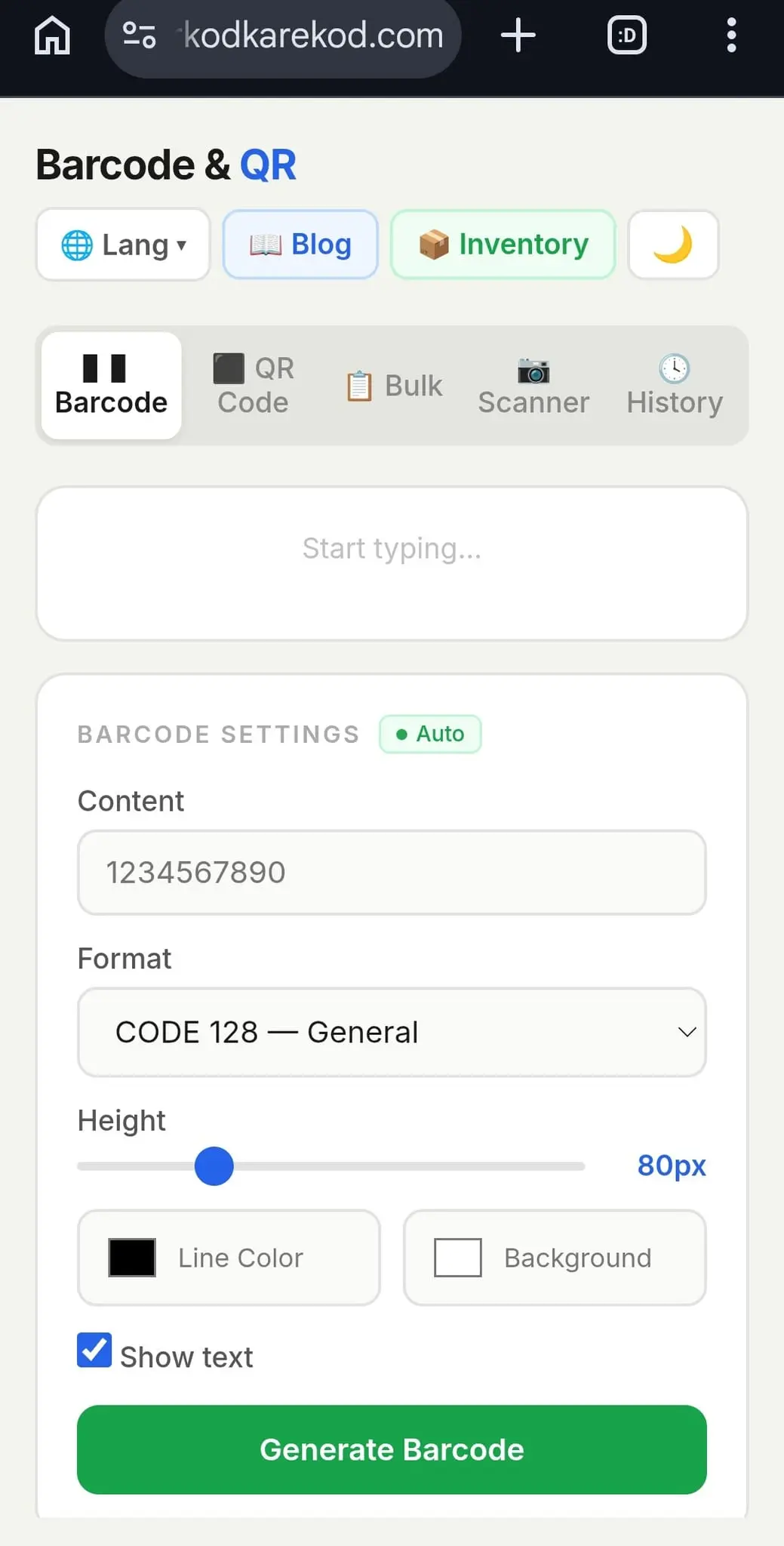 Screenshot 1 of Barcode & QR Code Generator