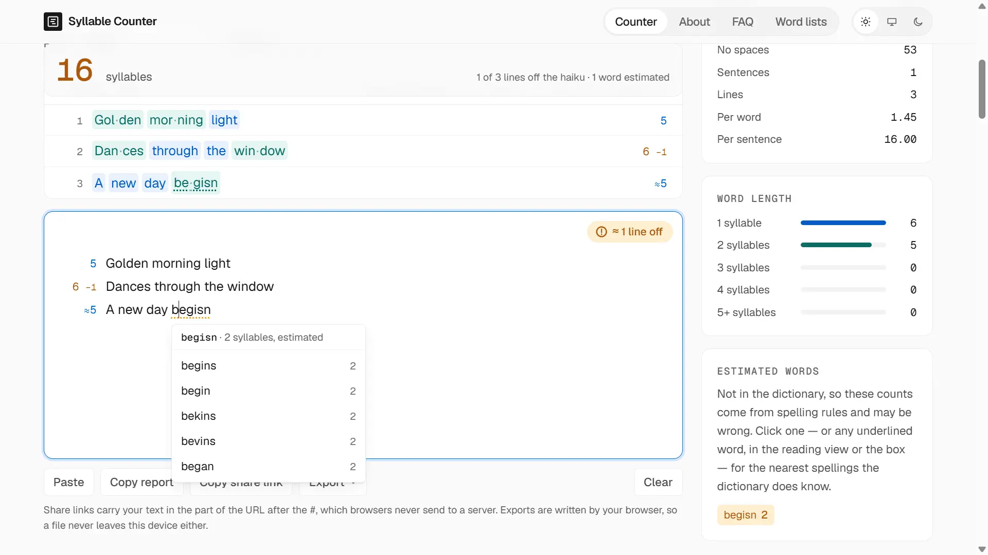 Screenshot 4 of Syllable Counter