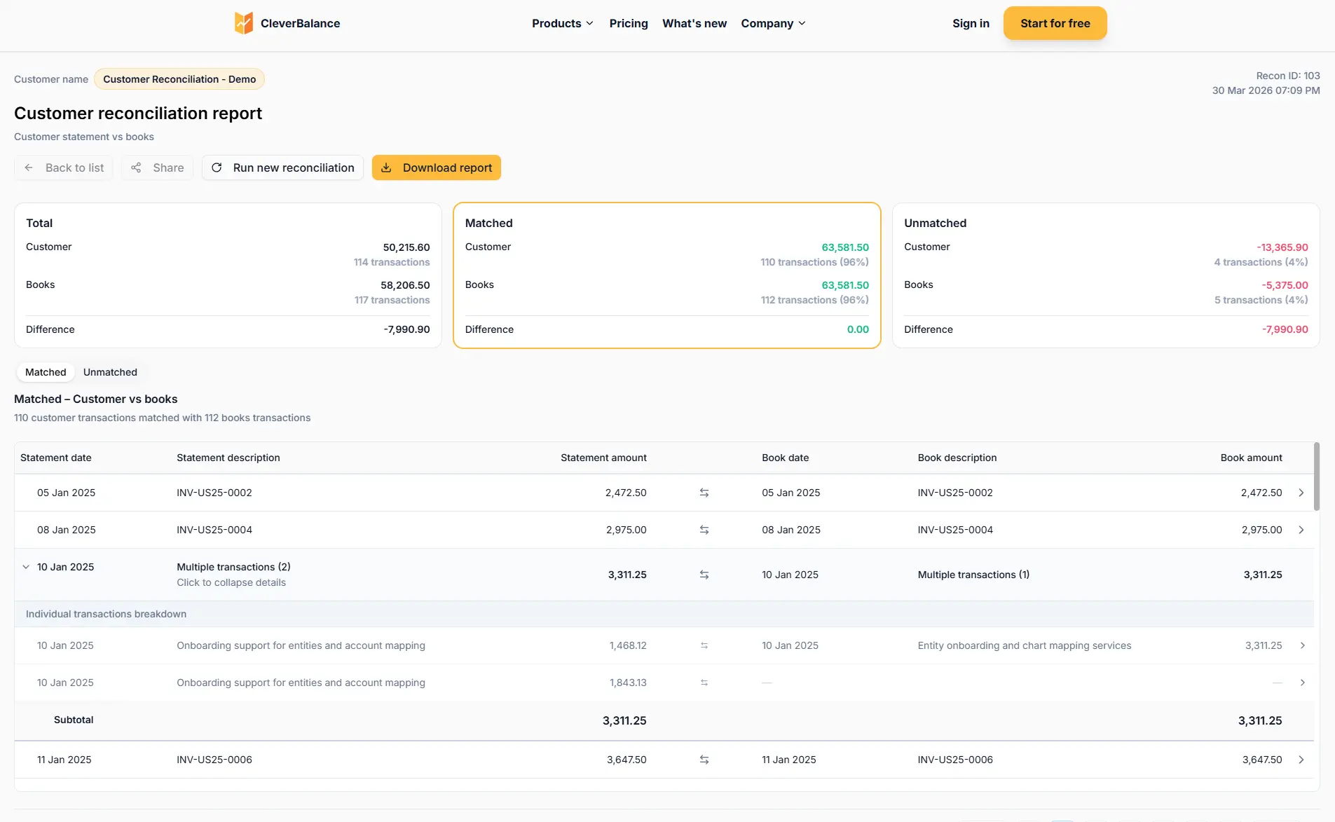 Screenshot 2 of CleverBalance - Customer Reconciliation