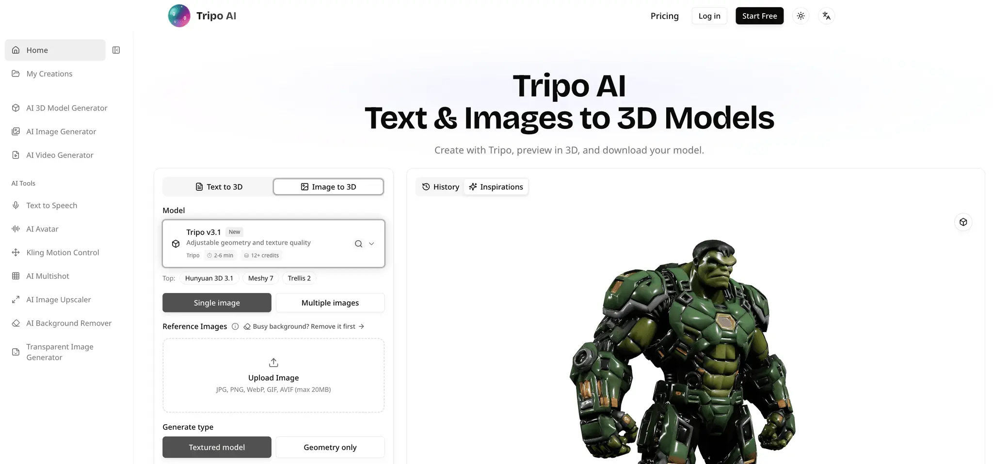 Screenshot 1 of Tripo AI