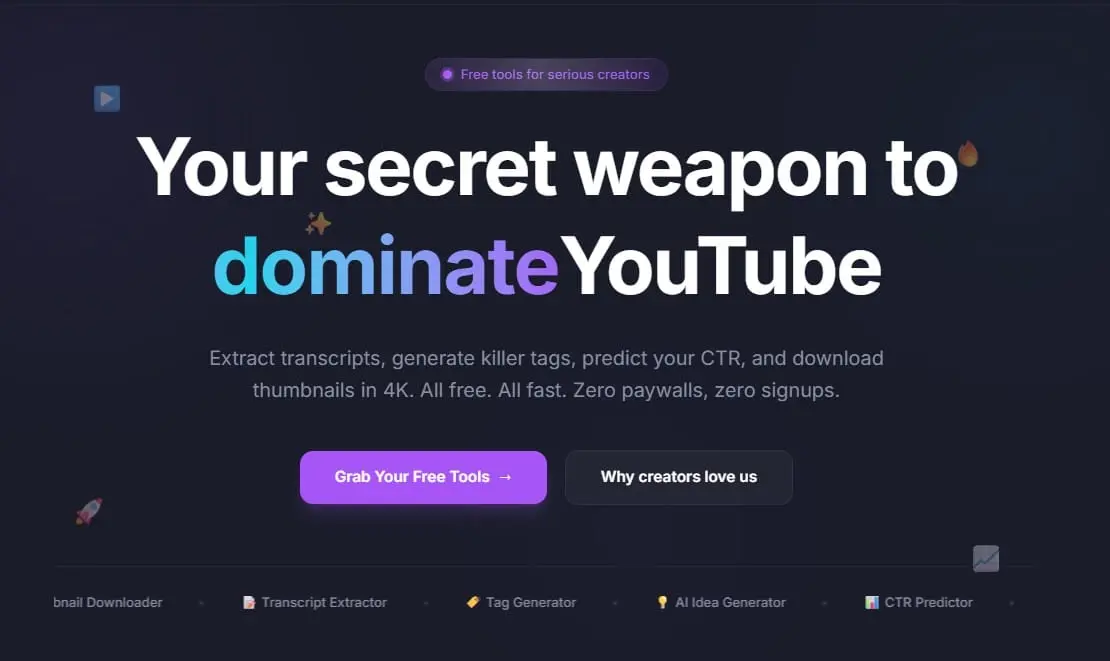 Screenshot 1 of Free YouTube Tools for Creators