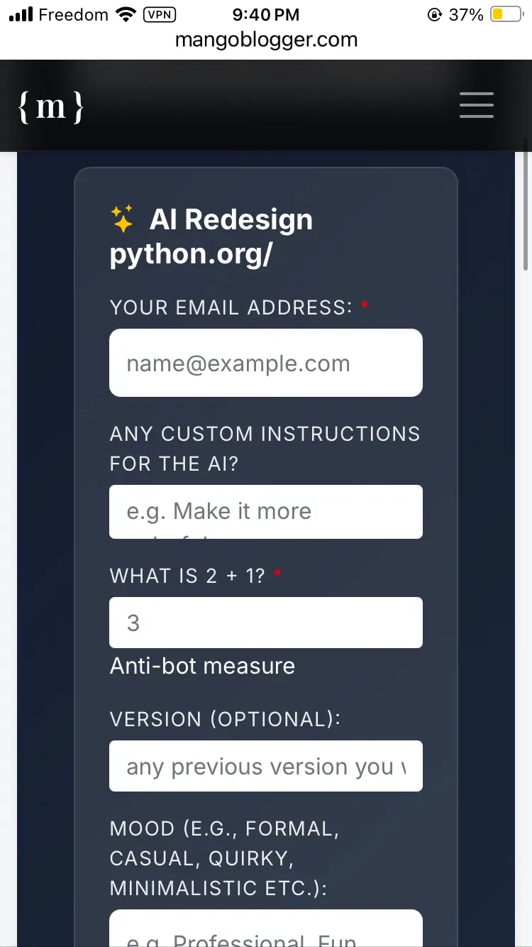 Screenshot 1 of mangoblogger