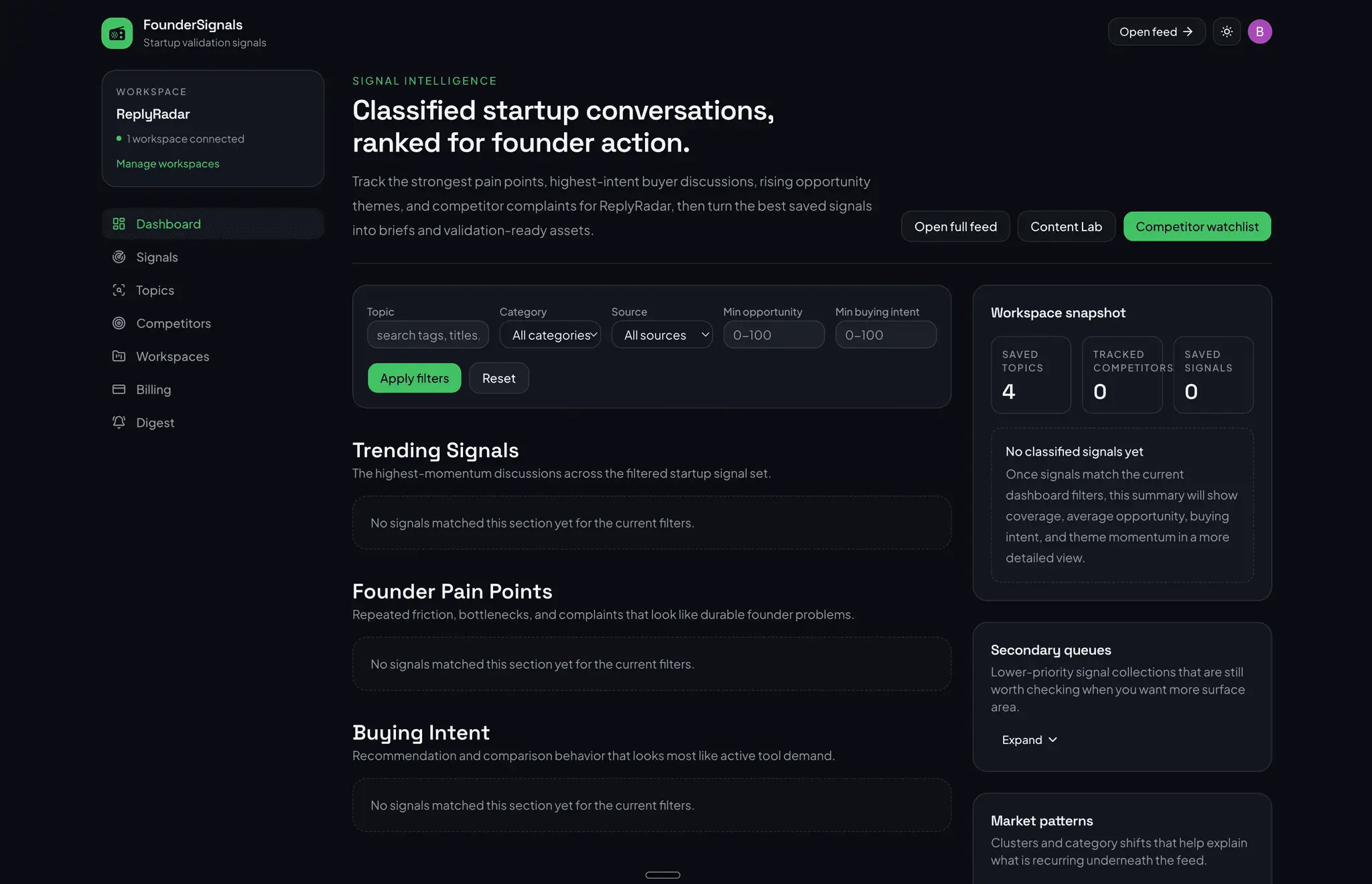 Screenshot 2 of FounderSignals