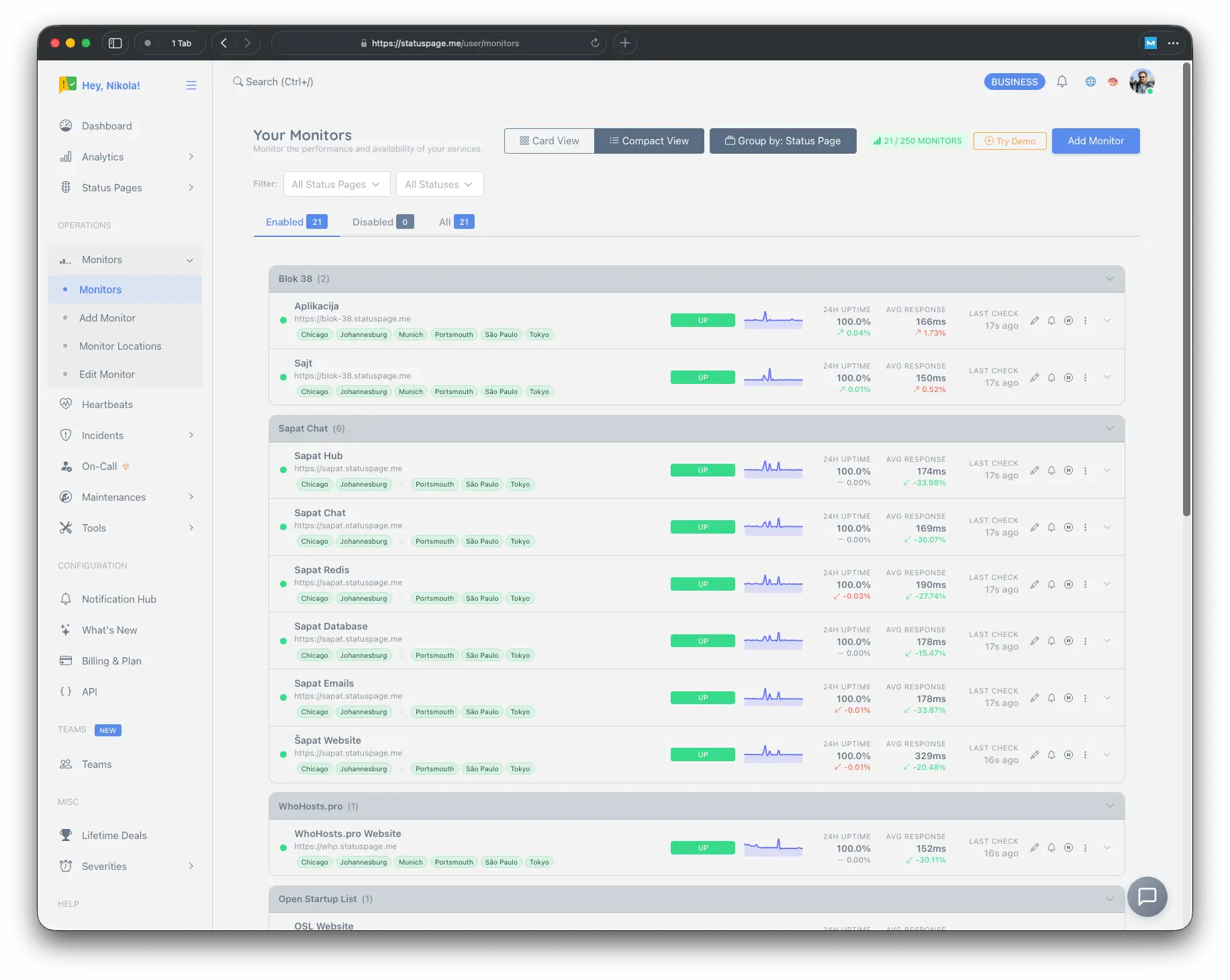 Screenshot 5 of Status Page and Uptime Monitoring