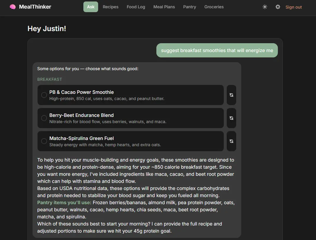 Screenshot 1 of MealThinker