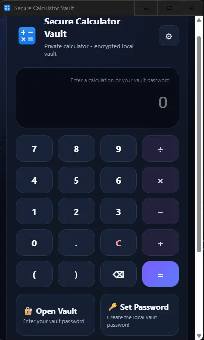 Screenshot 1 of Secure Calculator Vault