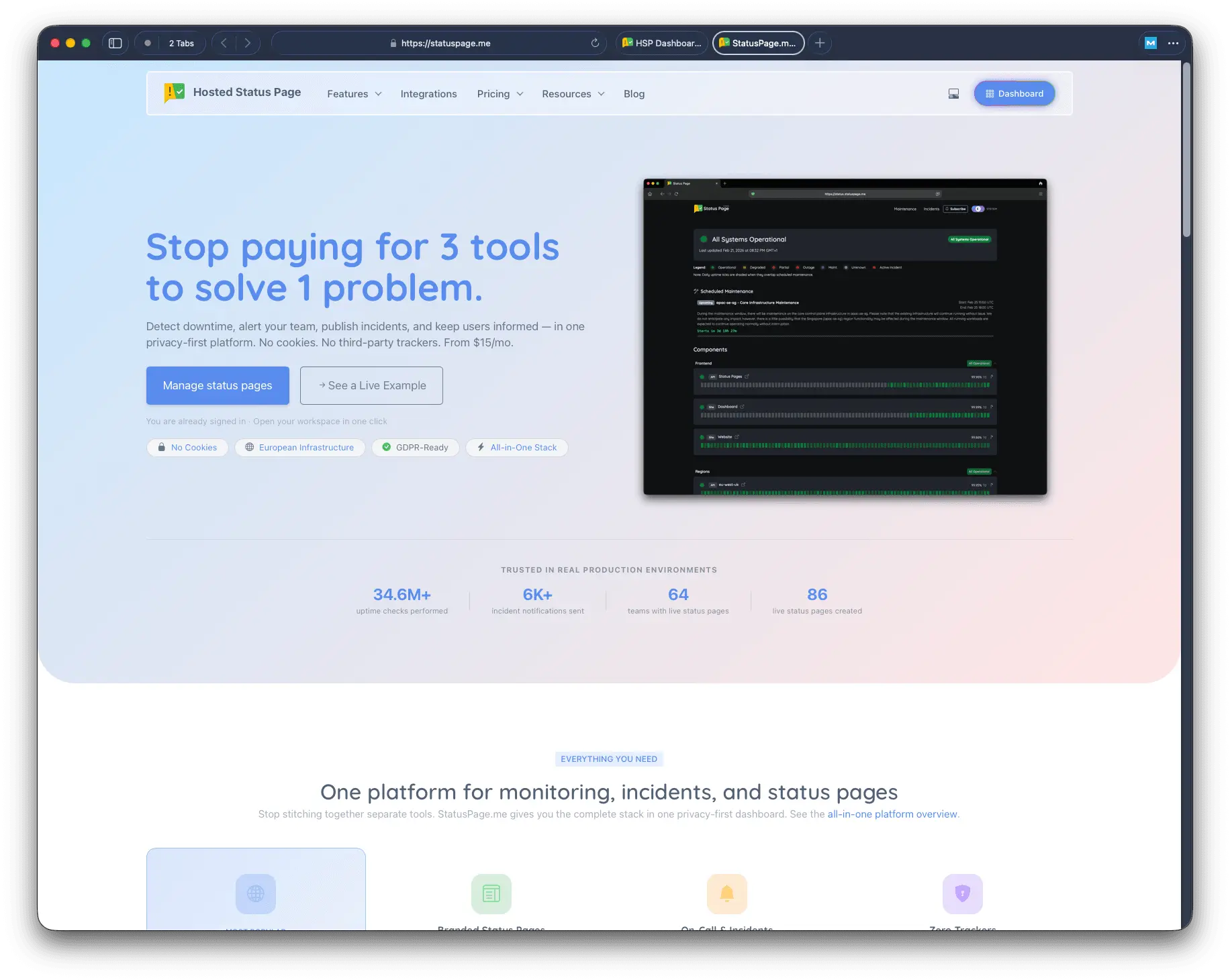 Screenshot 2 of Status Page and Uptime Monitoring