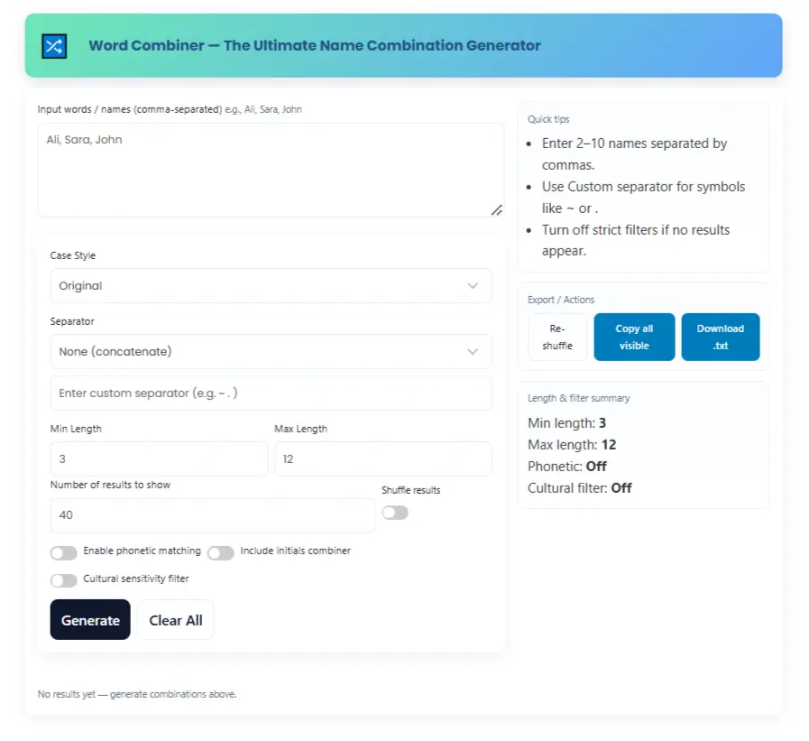 Screenshot 6 of Name Combiner