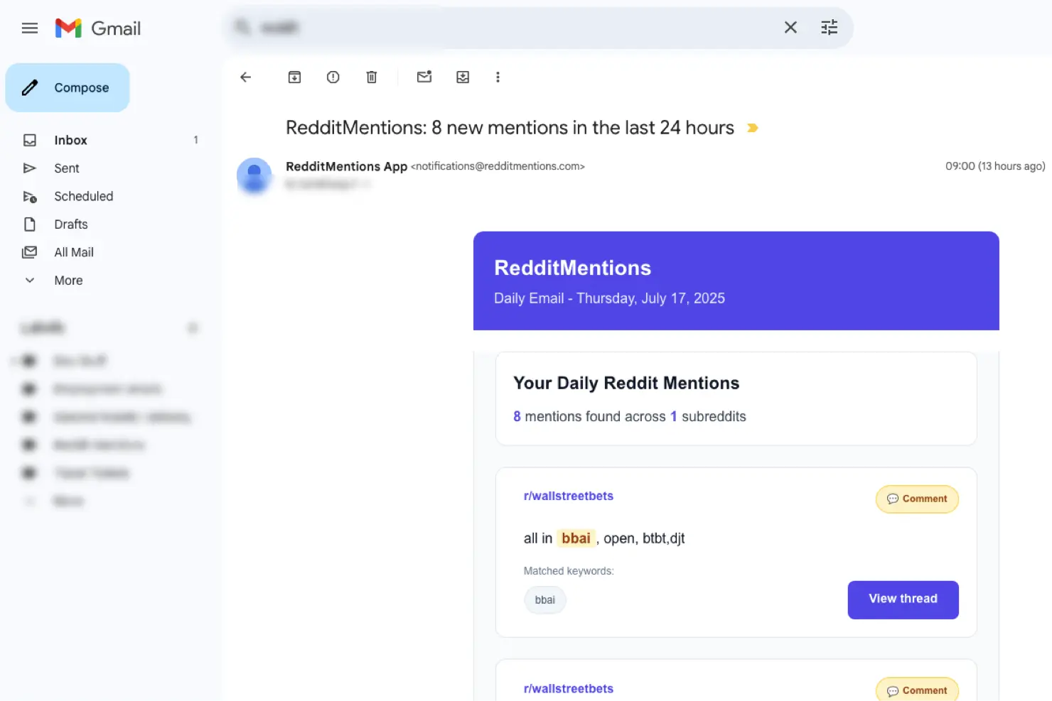 Screenshot 3 of RedditMentions