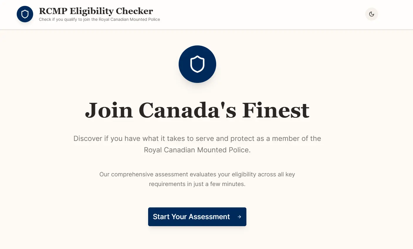 Screenshot 1 of RCMP Eligibility Checker