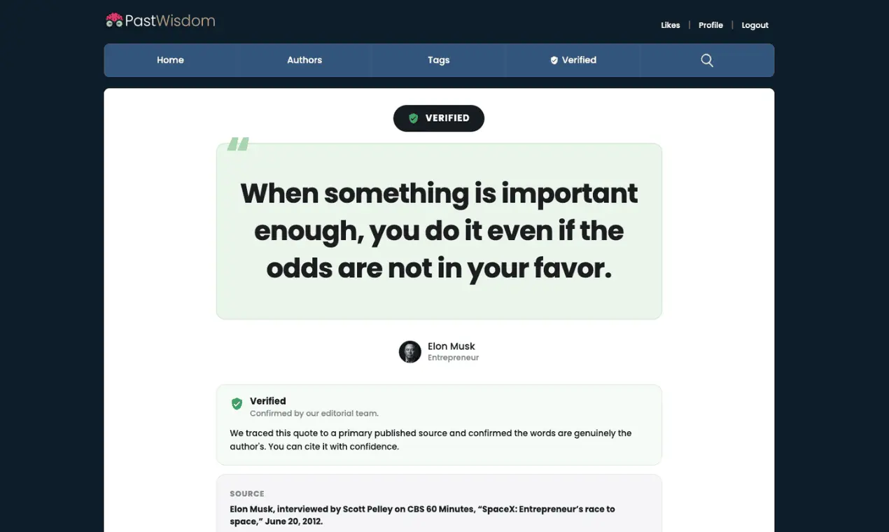 Screenshot 1 of PastWisdom