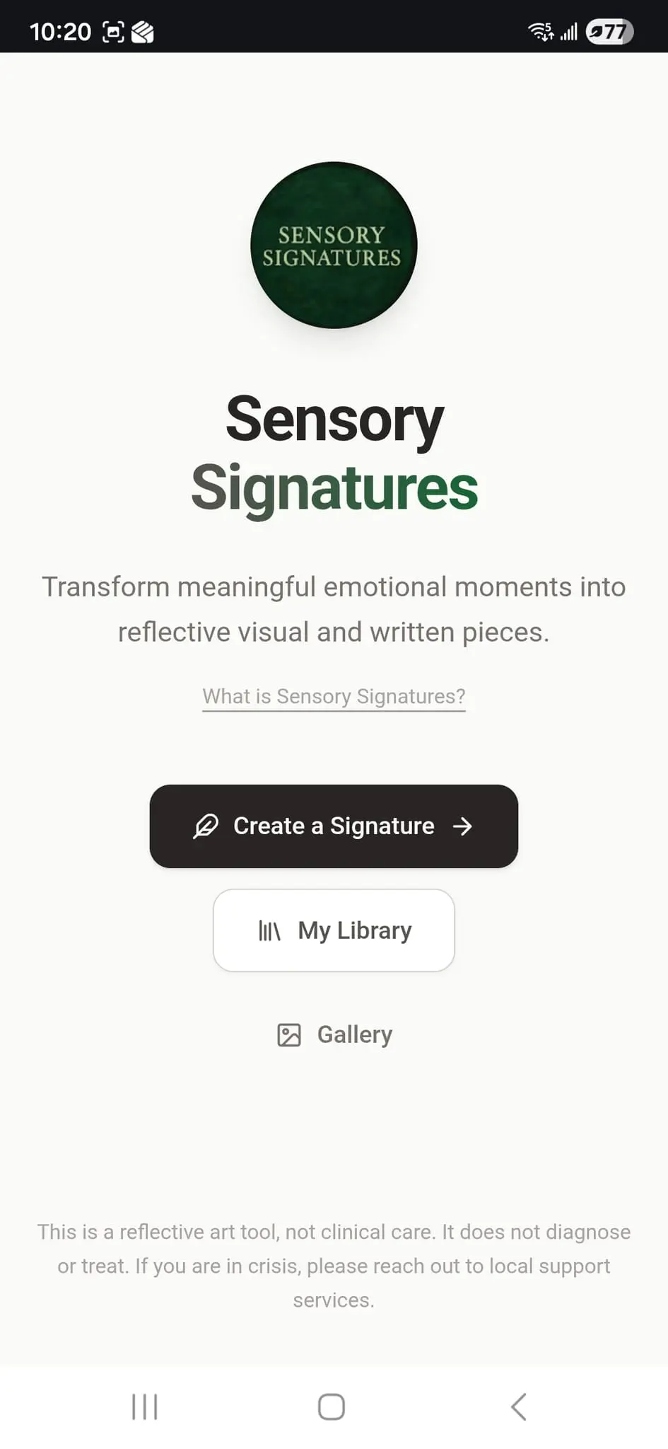Screenshot 1 of Sensory Signatures