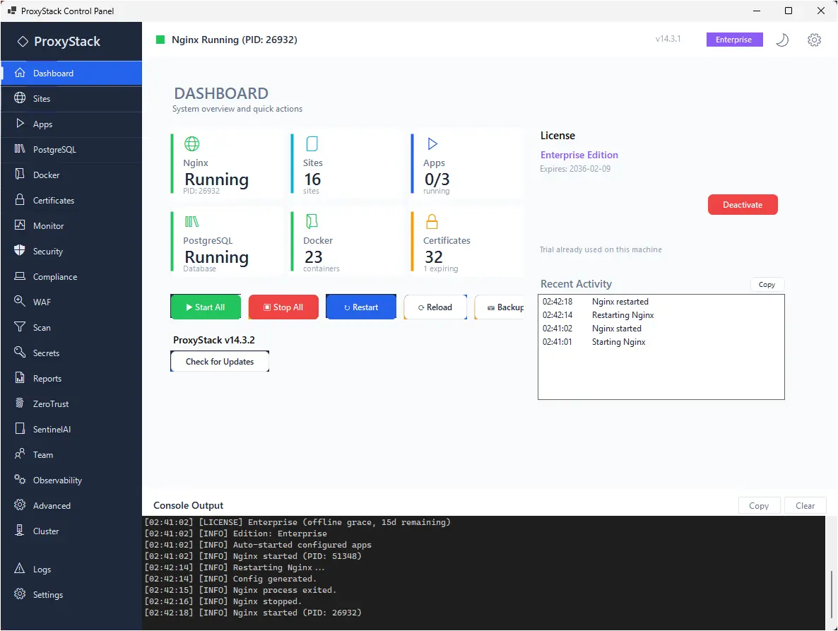 Screenshot 1 of ProxyStack + SentinelAI