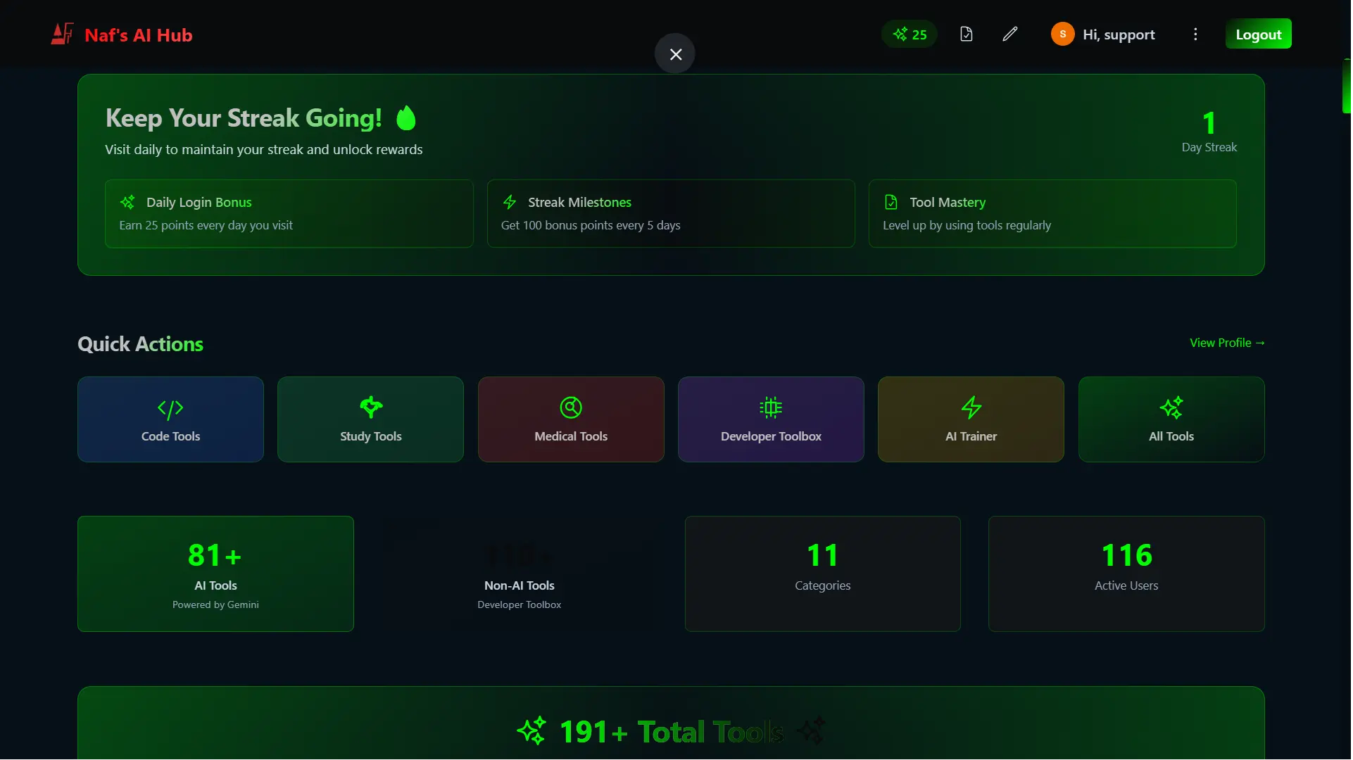 Screenshot 1 of NafsAiHub — Learn, Compete, and Collabor