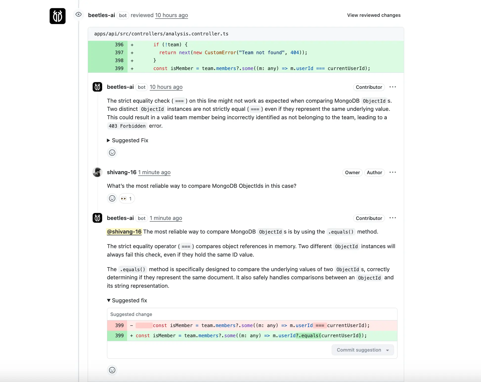 Screenshot 1 of Beetle | AI Code Reviewer
