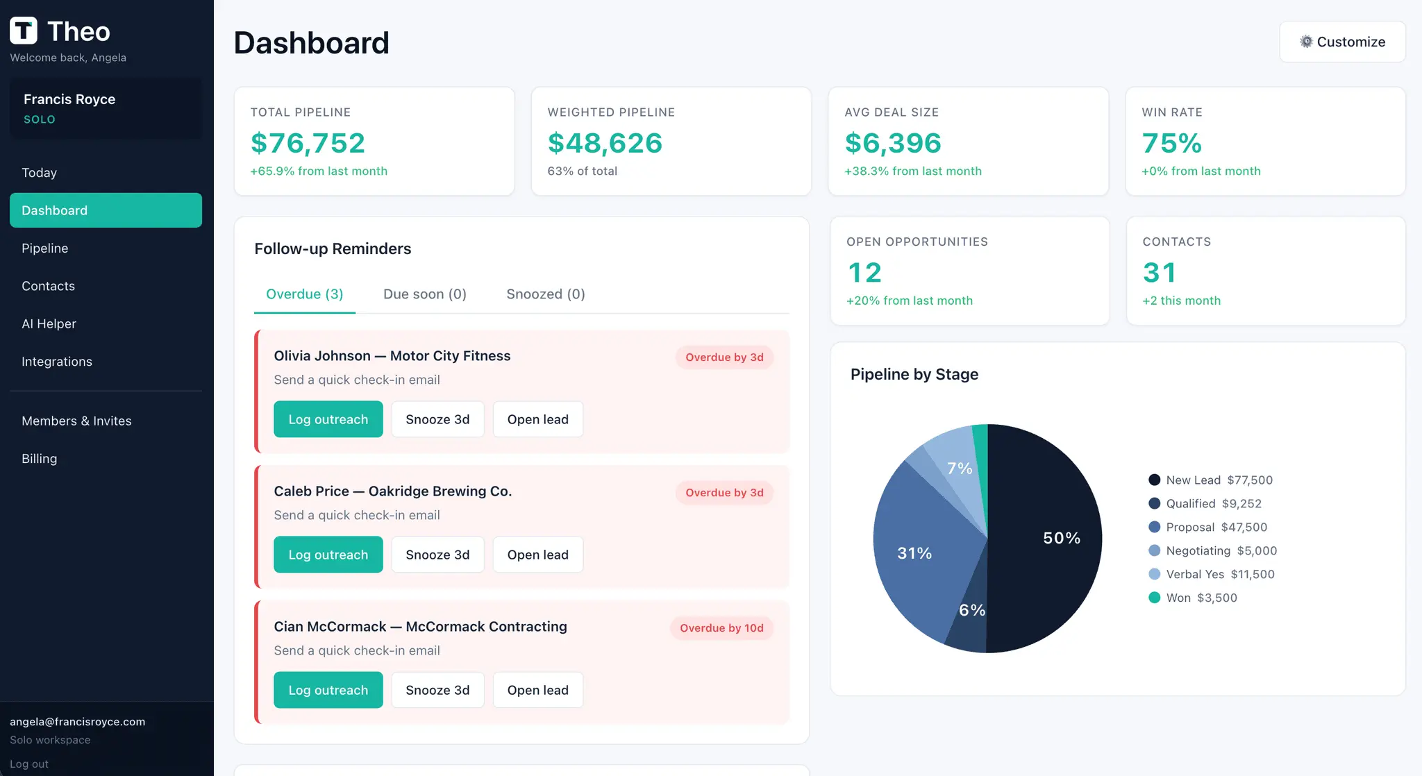 Screenshot 2 of Theo: CRM for Professional Services