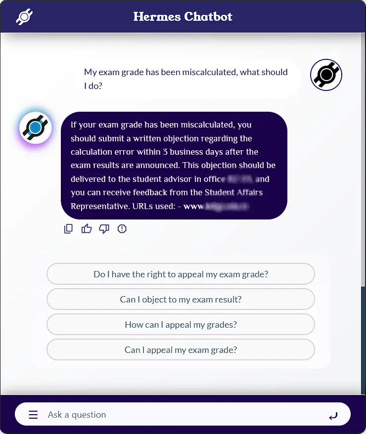 Screenshot 1 of Fixein Hermes Chatbot