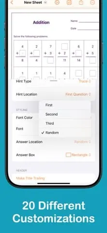 Screenshot 2 of Math Sheets Print