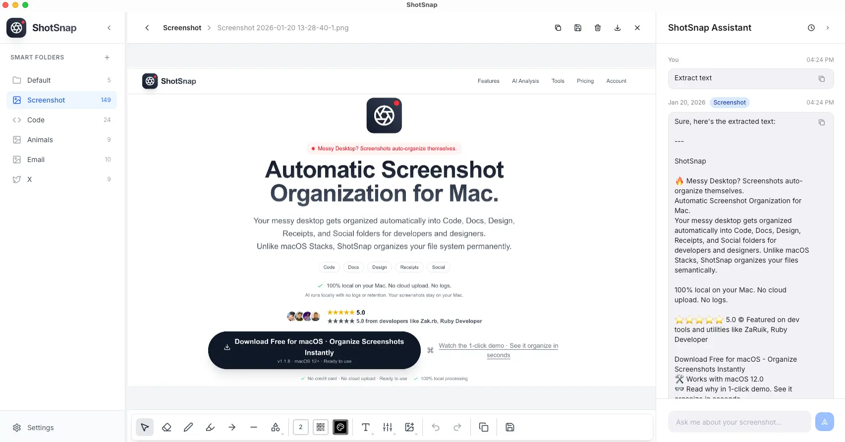 Screenshot 2 of ShotSnap - AI-Powered Screenshot Tool