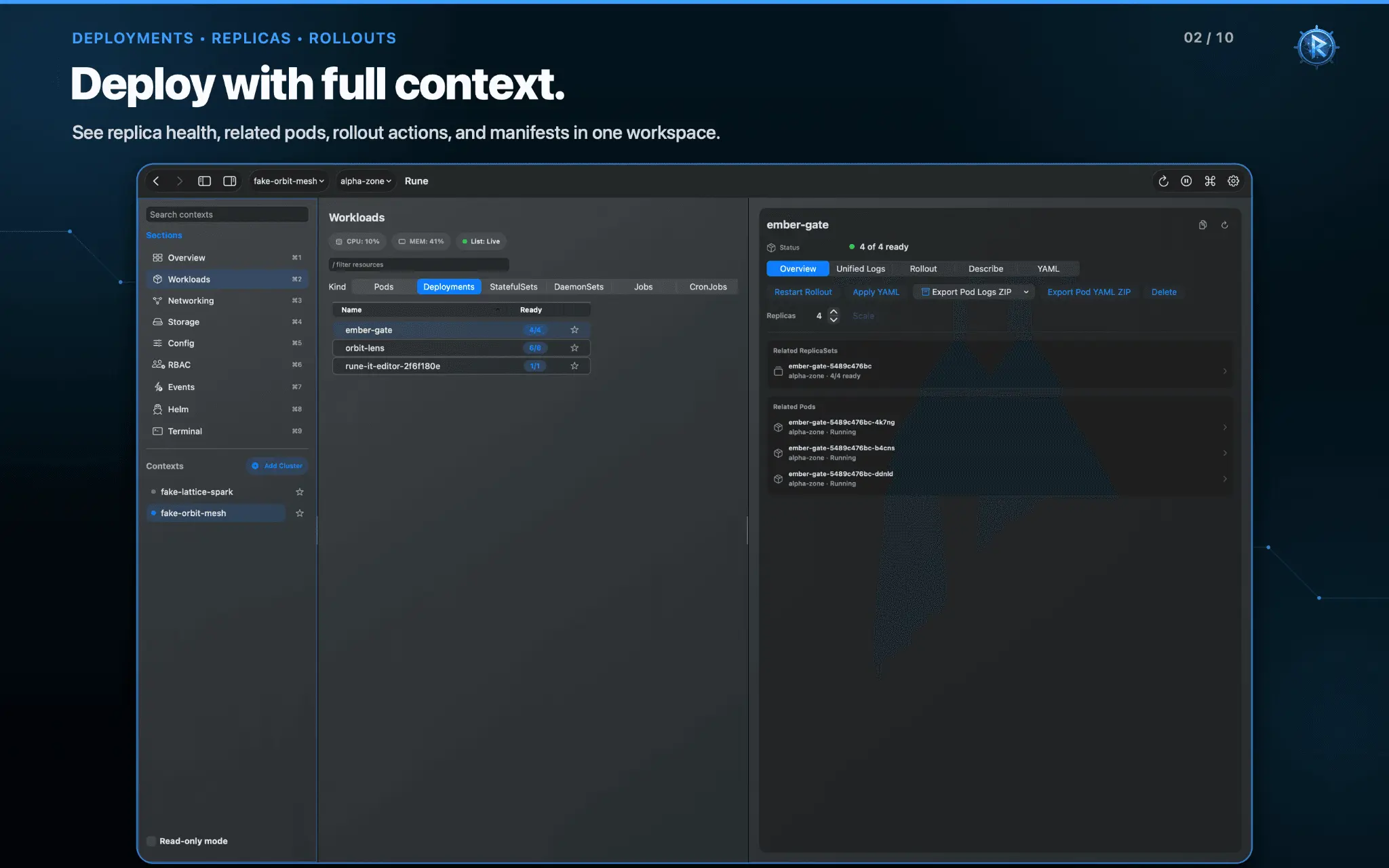 Screenshot 2 of Rune Kubernetes Client