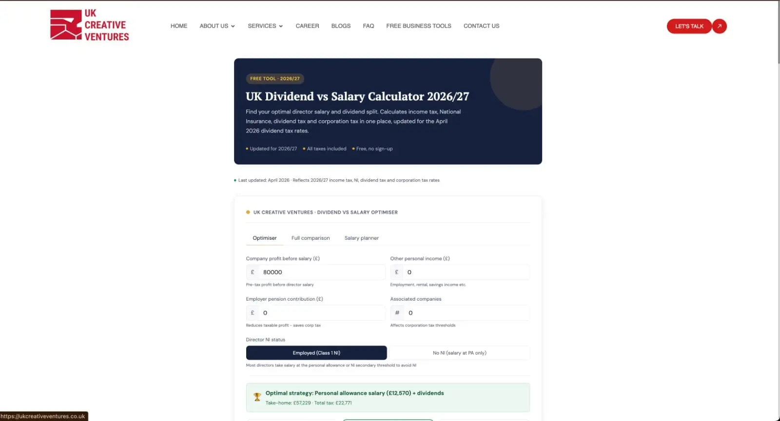 Screenshot 2 of UK Dividend vs Salary Calculator