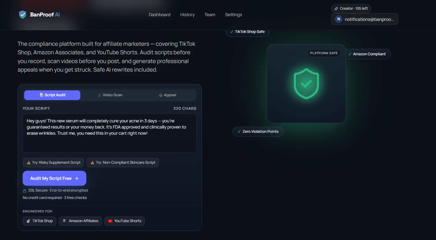 Screenshot 2 of BanProof AI