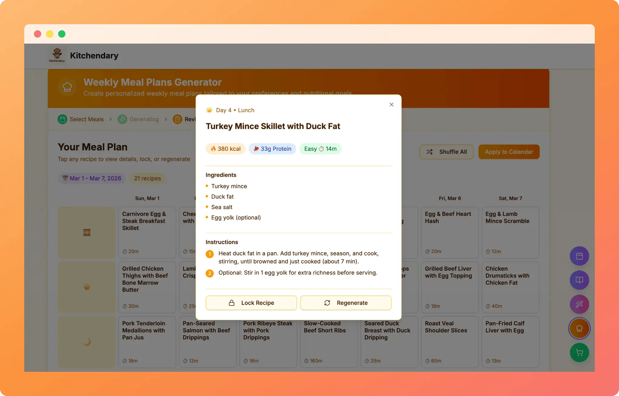 Screenshot 1 of Kitchendary - weekly meals planner