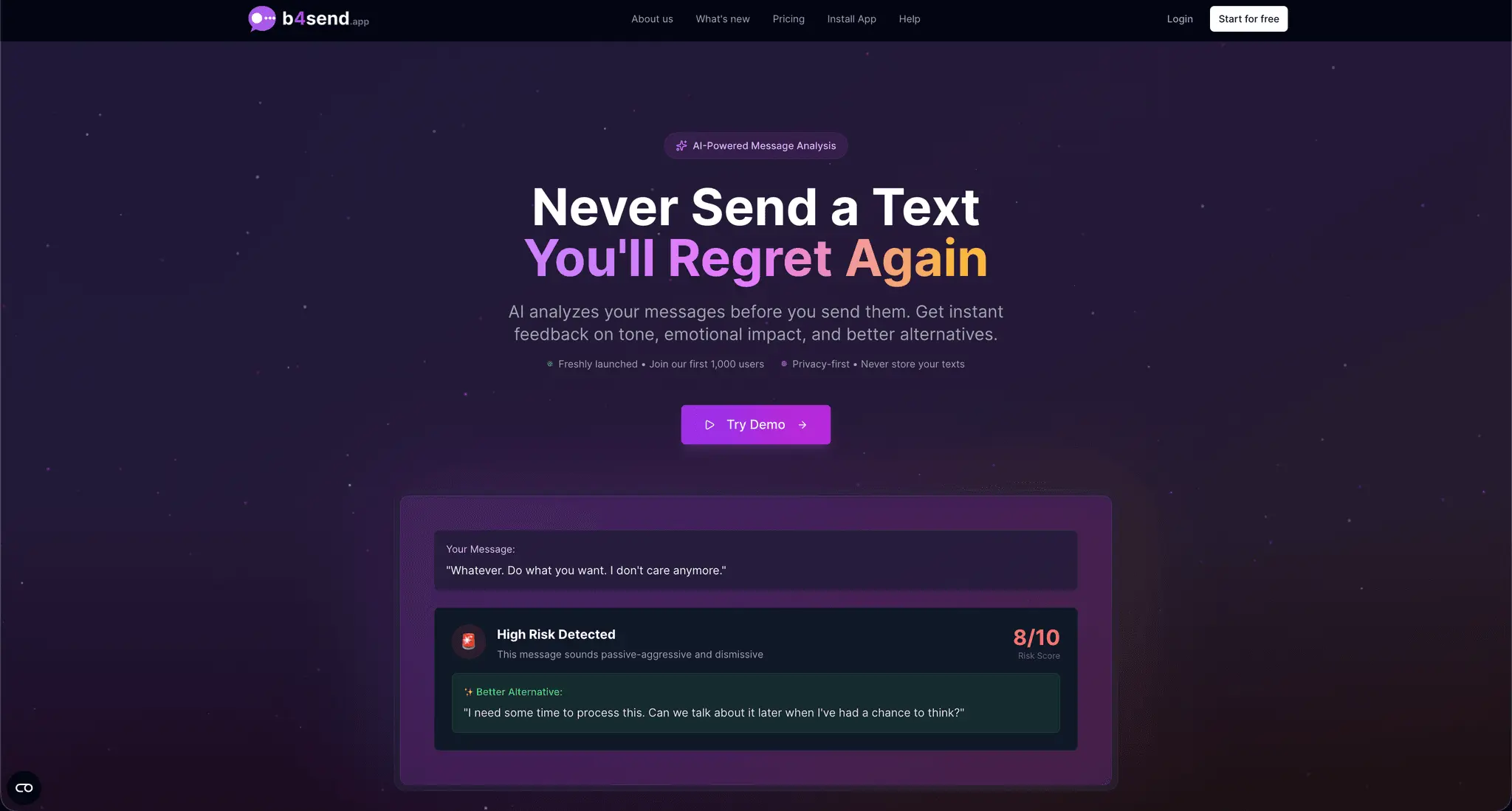 Screenshot 1 of B4Send - AI Message Analyzer