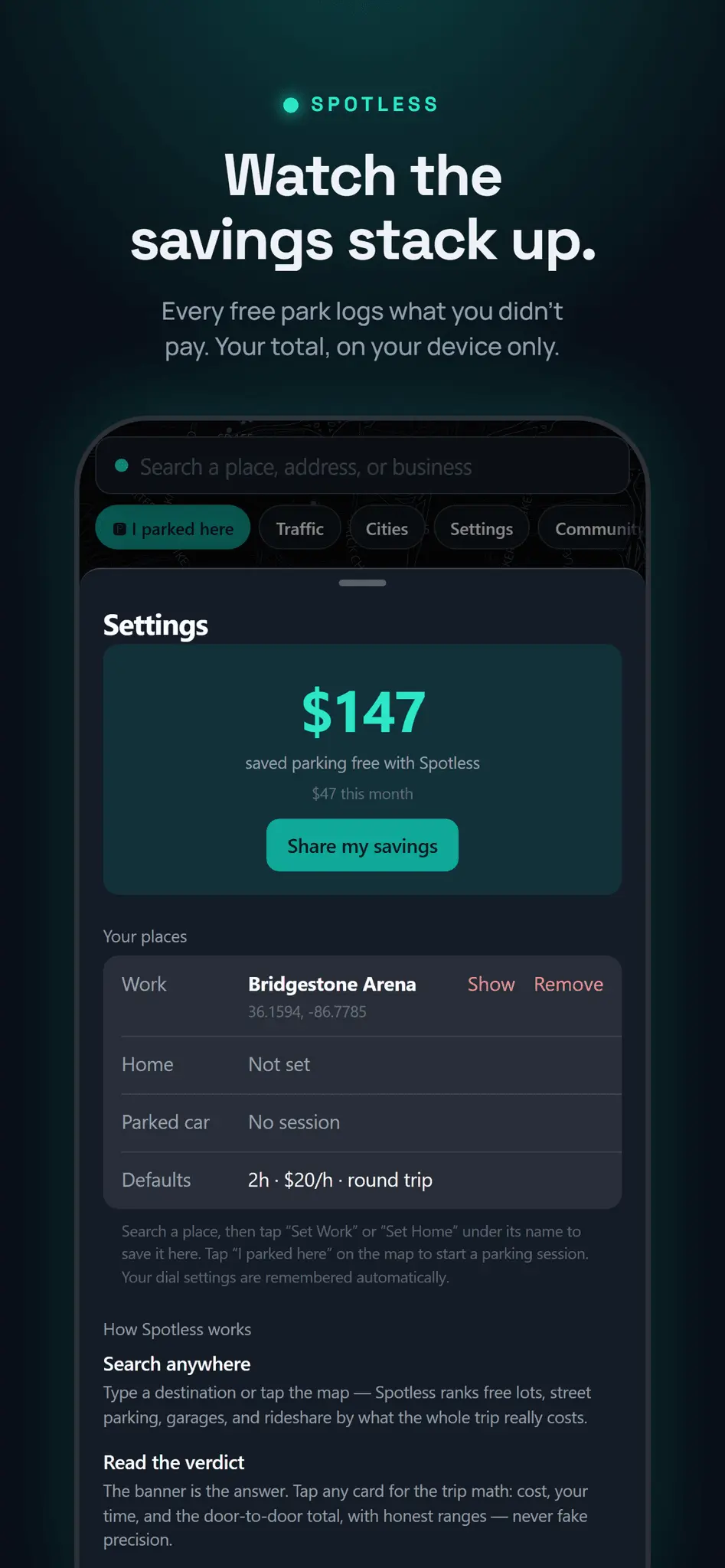 Screenshot 1 of Spotless Parking