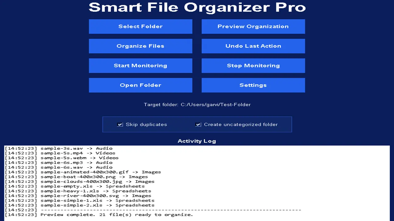 Screenshot 1 of Smart File Organizer Pro