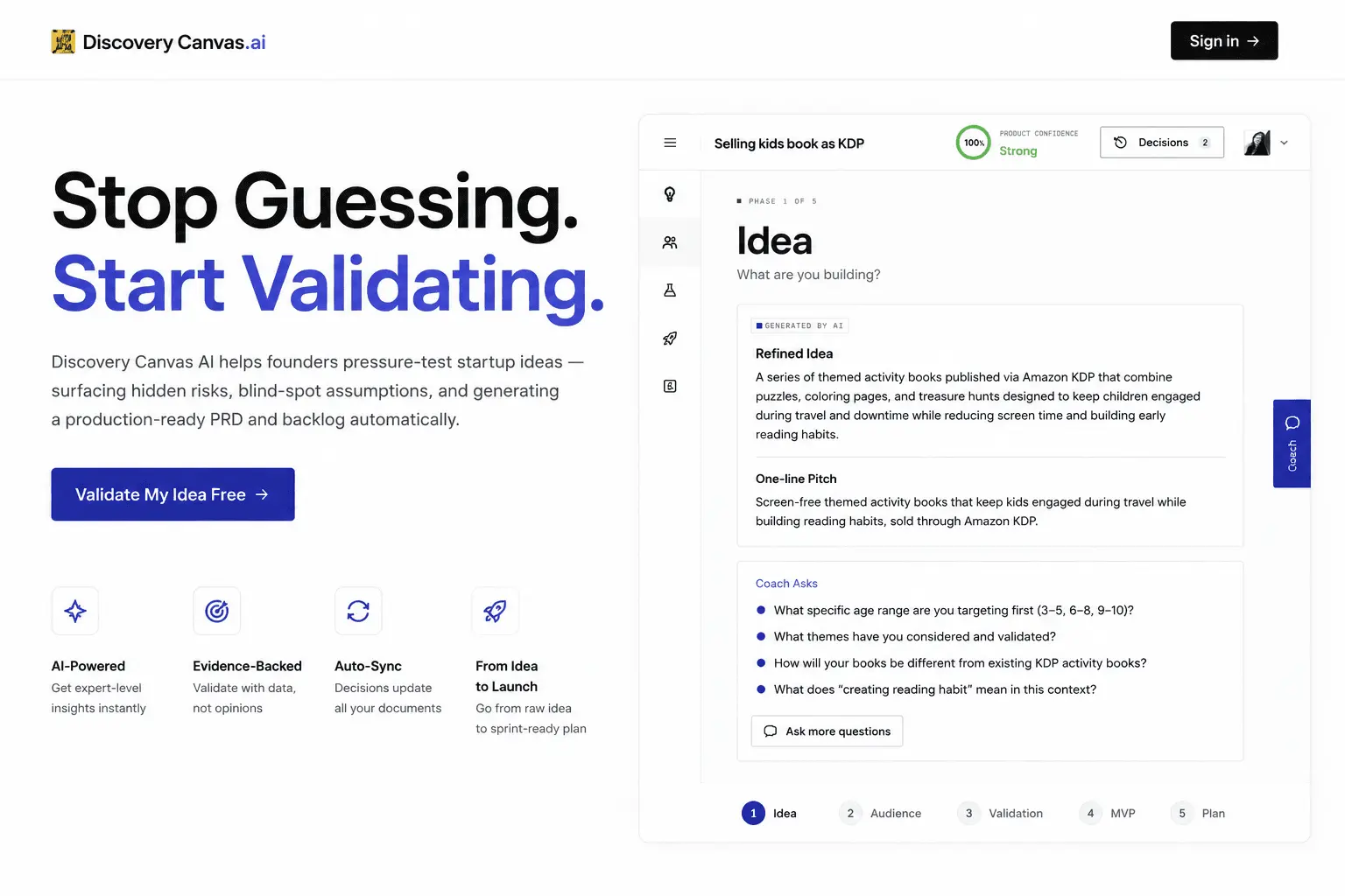 Screenshot 1 of Discovery Canvas AI
