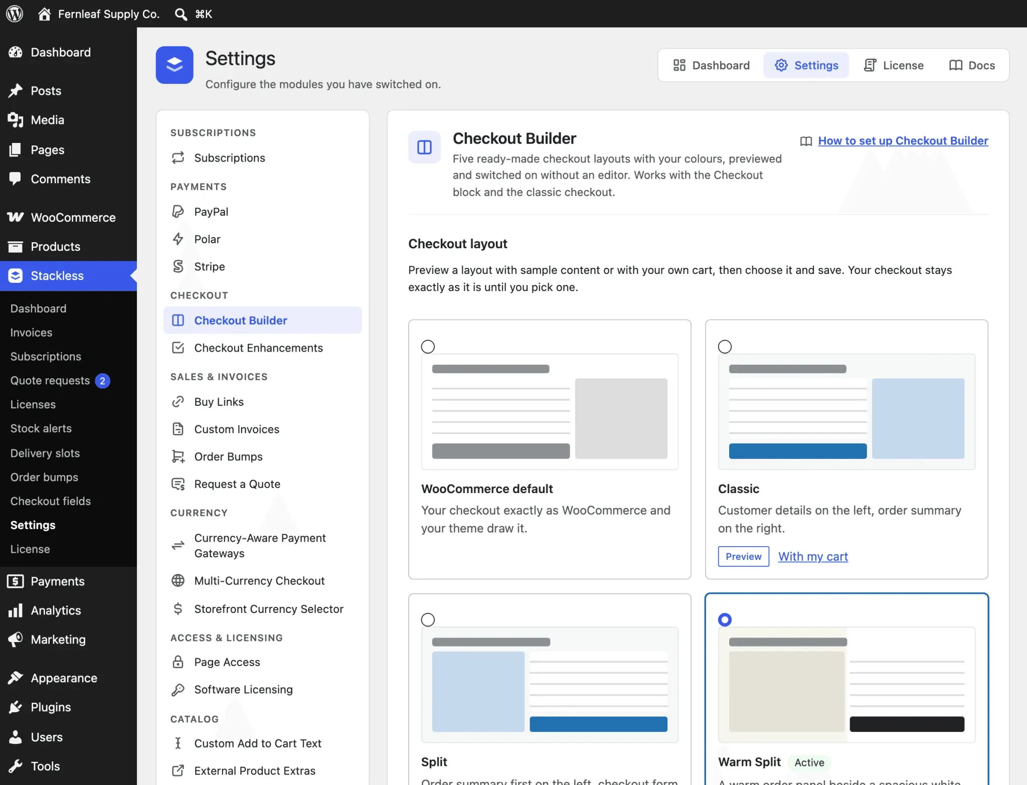 Screenshot 3 of Stackless for WooCommerce