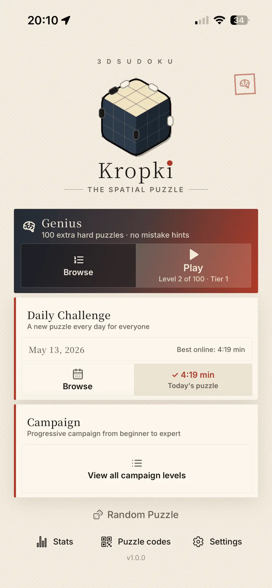 Screenshot 2 of Kropki 3D Sudoku