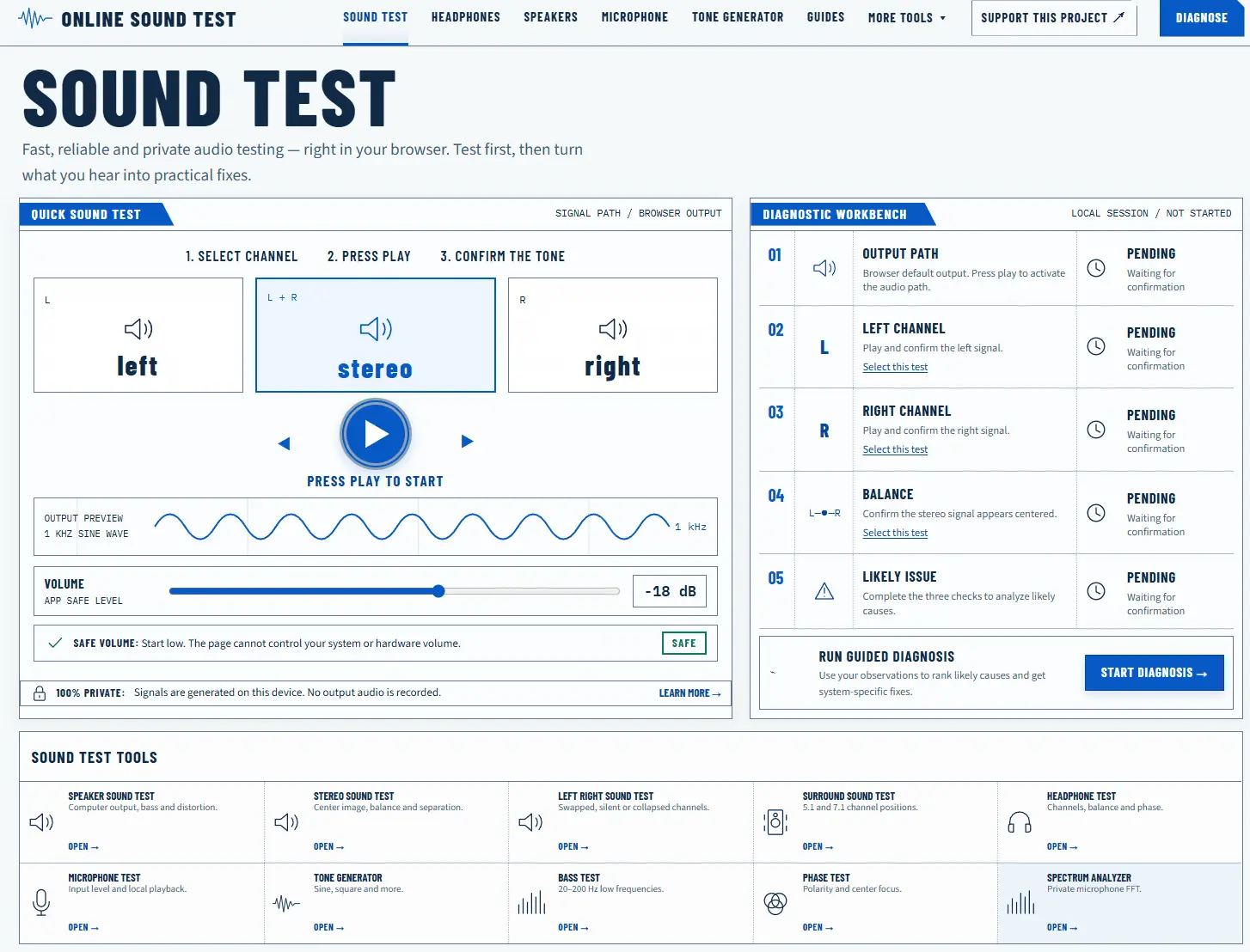 Screenshot 1 of Online Sound Test