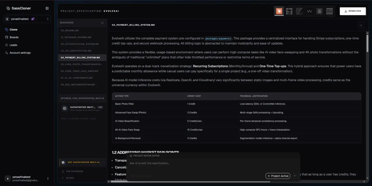Screenshot 2 of SassCloner: AI Project Architect