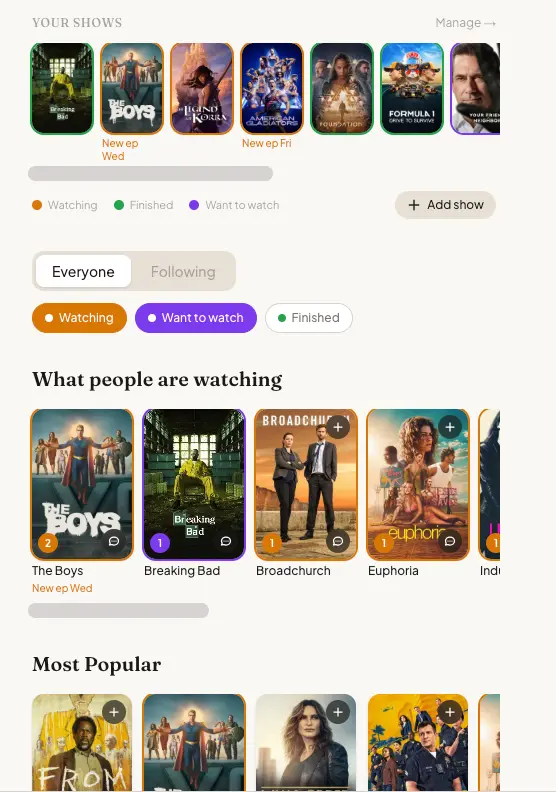 Screenshot 1 of Showsincommon