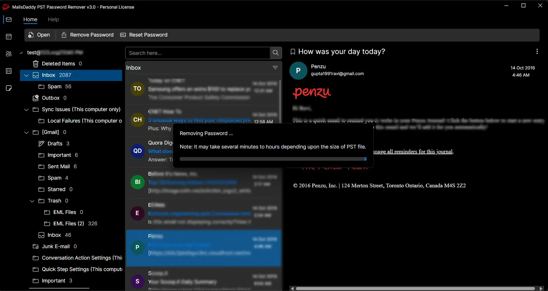 Screenshot 1 of MailsDaddy PST Password Recovery Tool