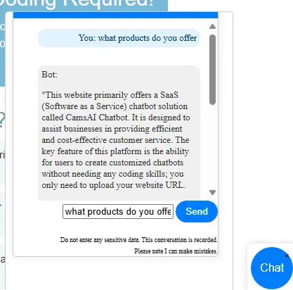 Screenshot 4 of CamsAI Chatbot