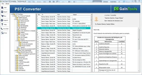Screenshot 2 of GainTools PST to MSG Converter