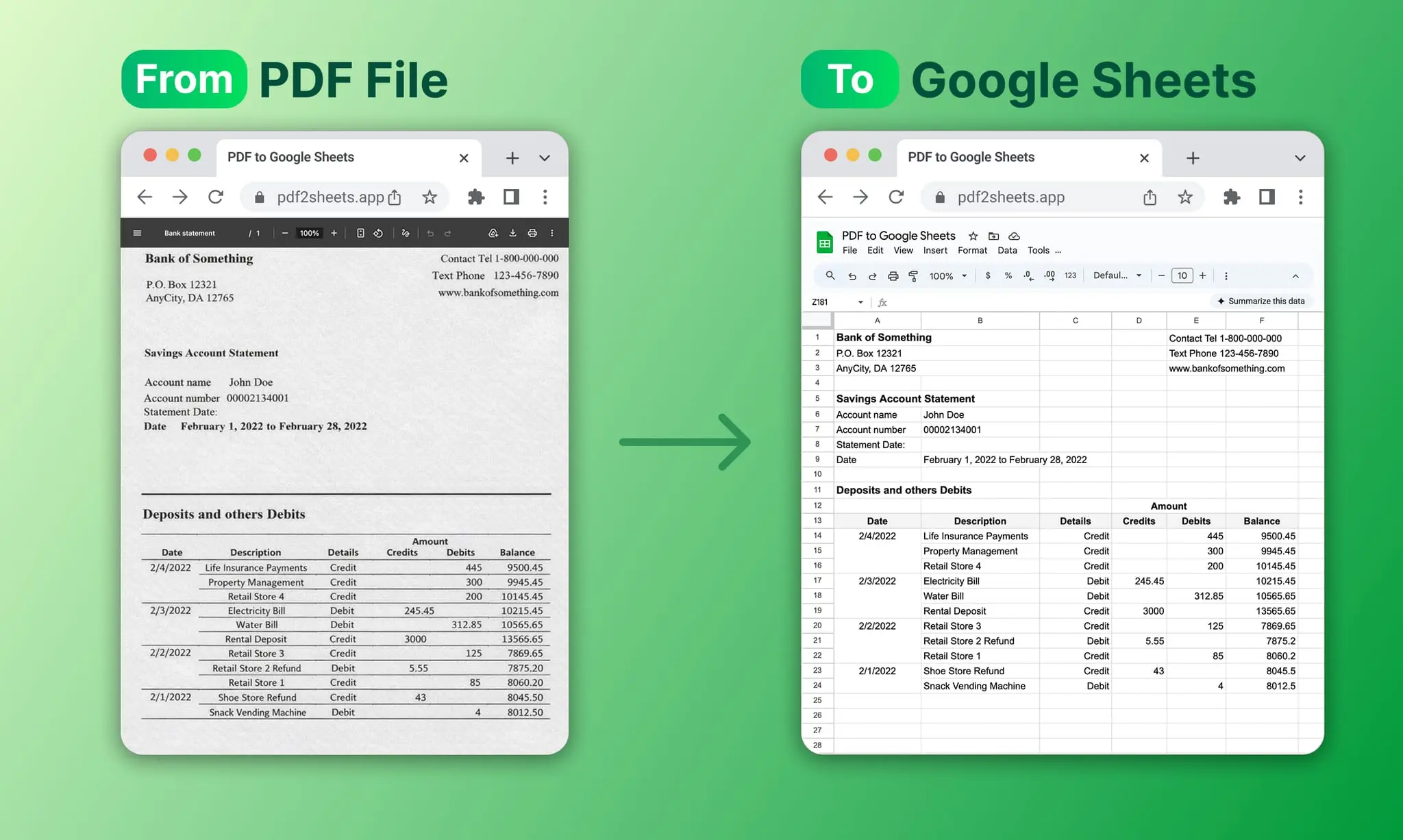 Screenshot 2 of PDF to Google Sheets