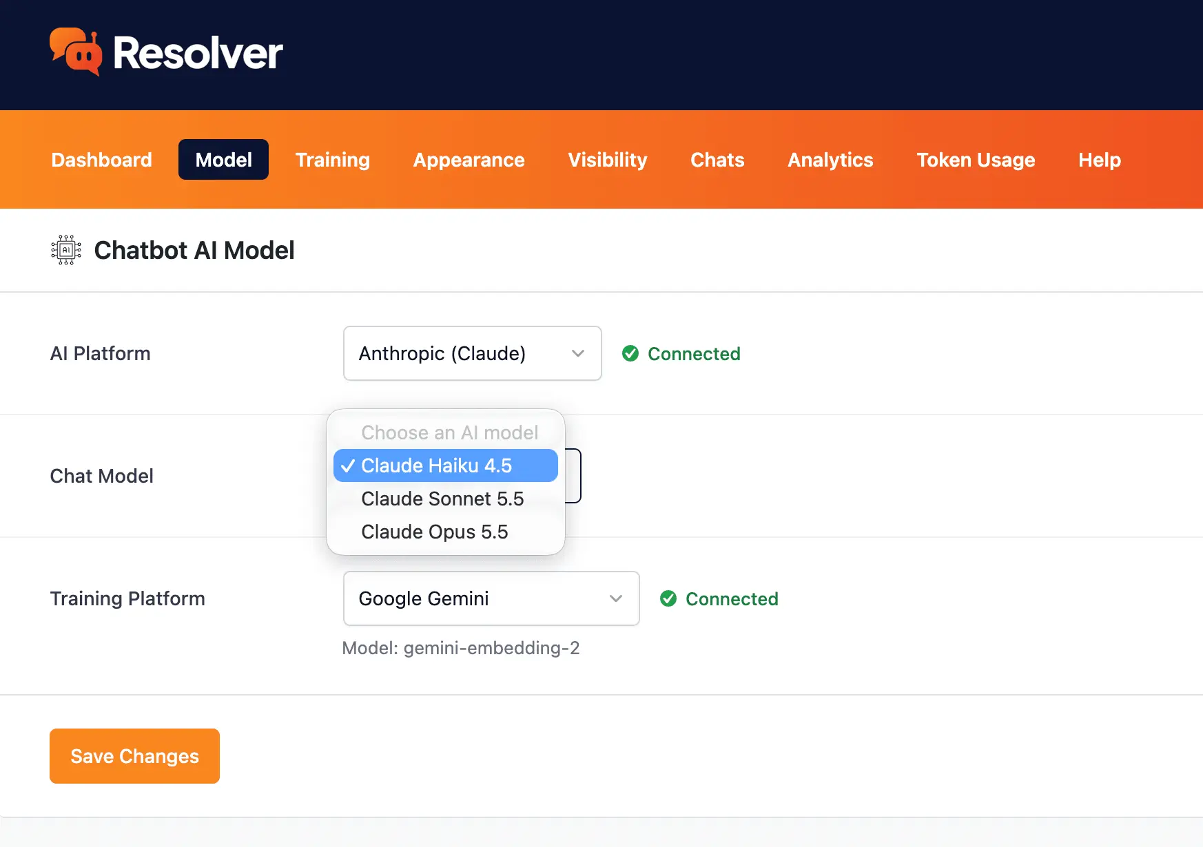 Screenshot 2 of Resolver AI Chatbot