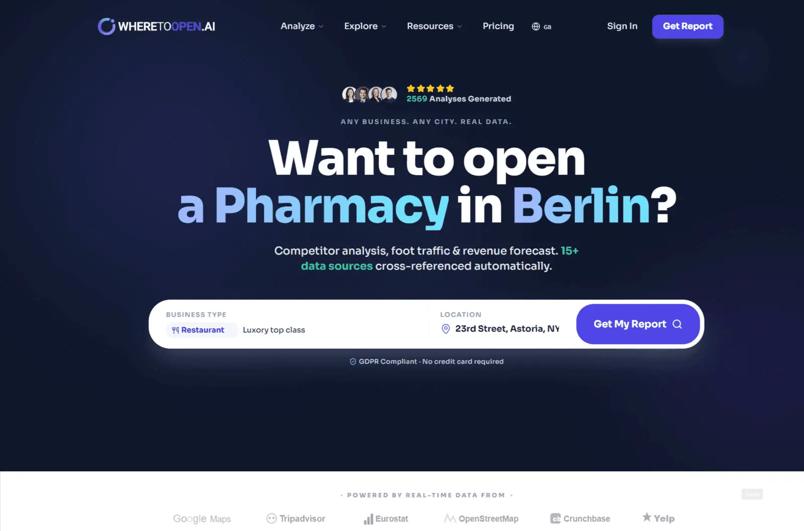 Screenshot 1 of WhereToOpen.ai