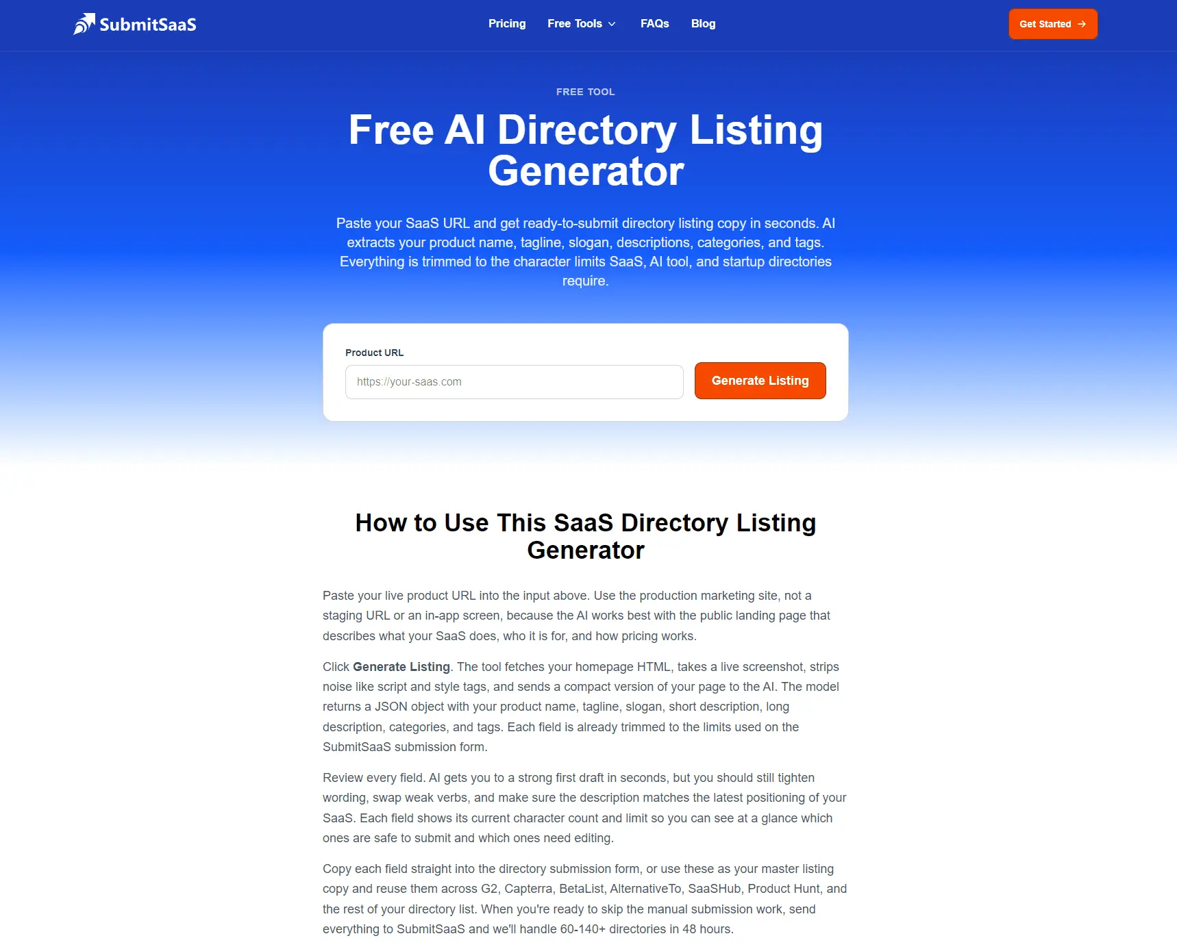 Screenshot 1 of Free AI Directory Listing Generator